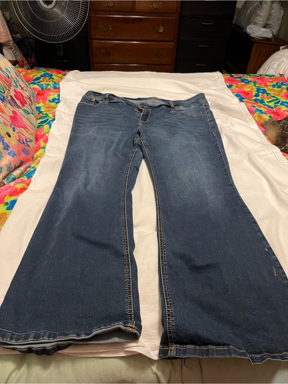 torrid Dark Blue Flare Jeans with Subtle Fading